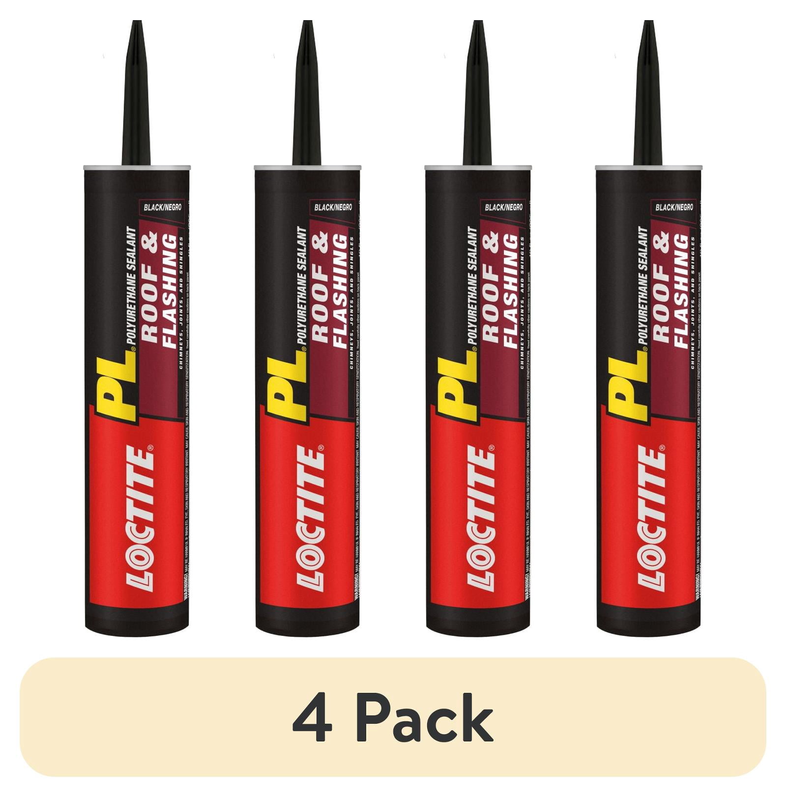 (4 pack) Loctite Pl Polyurethane Sealant Roof and Flashing, Pack of 1, Black 10 fl oz Cartridge