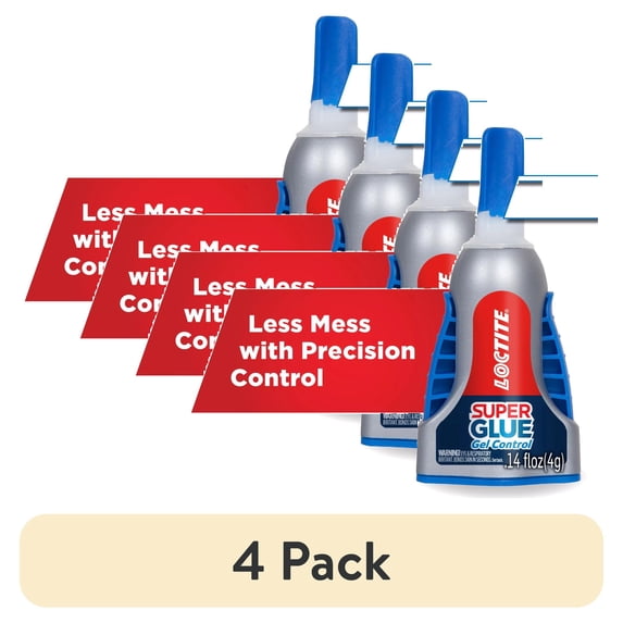 (4 pack) Loctite Super Glue Gel Control, Pack of 1, Clear 0.14 fl oz Bottle