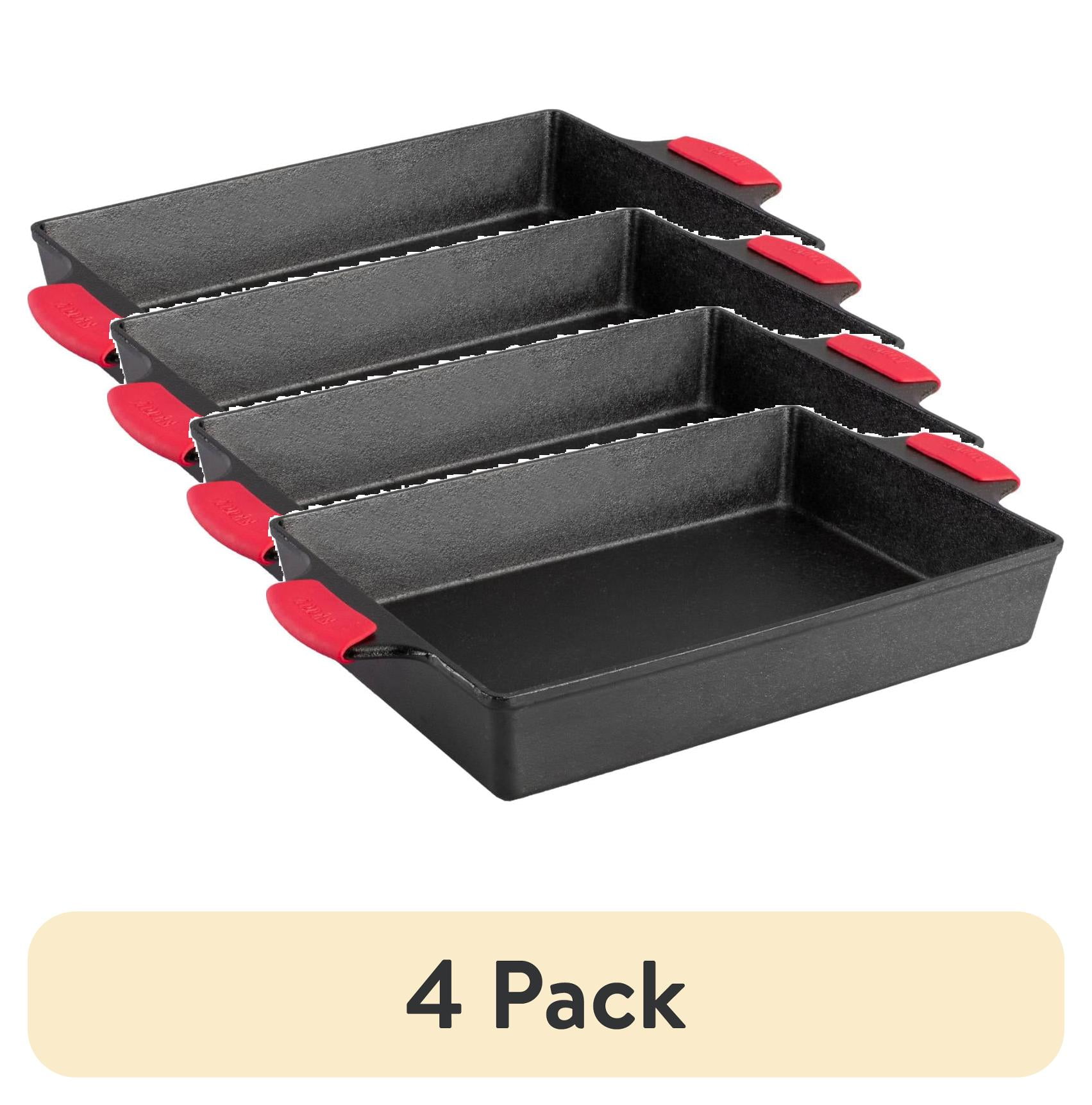 (4 pack) Lodge Cast Iron Baking Pan, Seasoned Casserole BW13C, Black with Dual Handle Grips 9 x 13