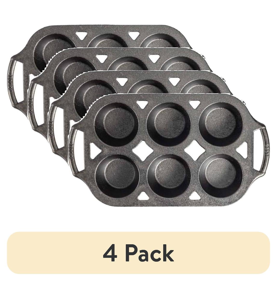 pack) Lodge Cast Iron Muffin Pan, Pre-seasoned and Dual Handles