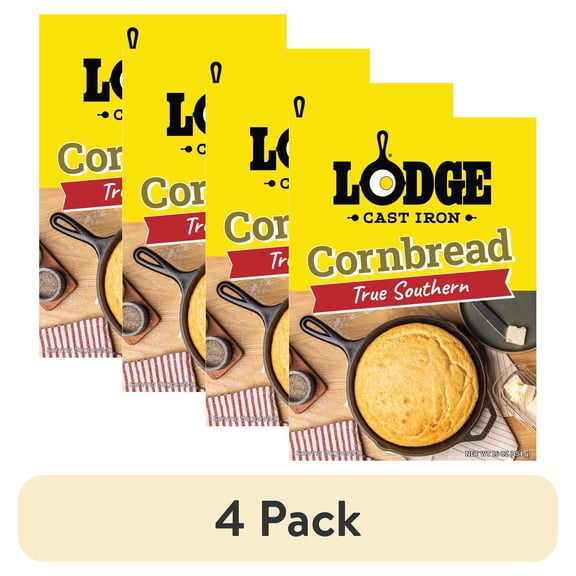 (4 pack) Lodge True Southern Cornbread Mix, 16 oz Box – Made for Lodge Cast Iron Skillets