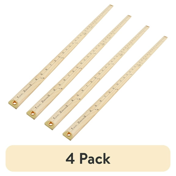 (4 pack) Logix Natural Wood, Fabric 36 inch Yardstick, Measuring Tool