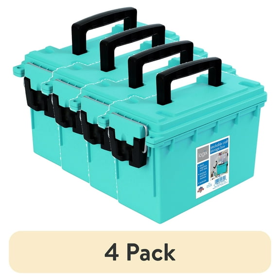 (4 pack) Logix Stackable Craft Storage Box, Teal