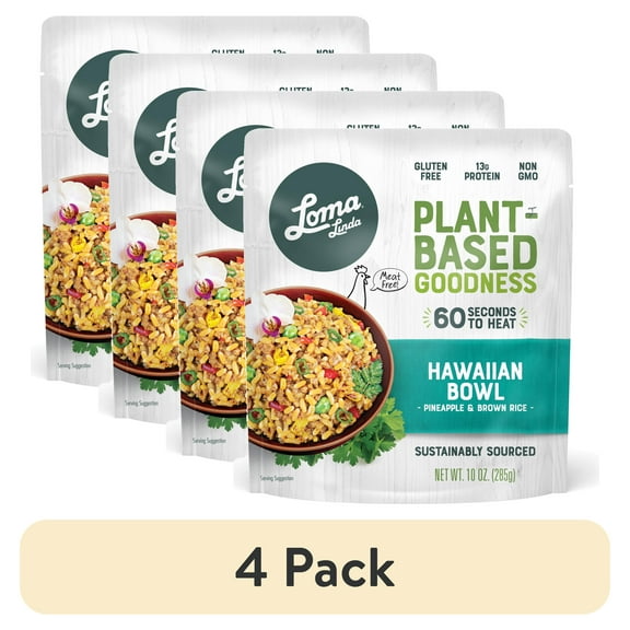(4 pack) Loma Linda Hawaiian Bowl with Pineapple and Brown Rice, 10 oz (shelf stable) packaged meals