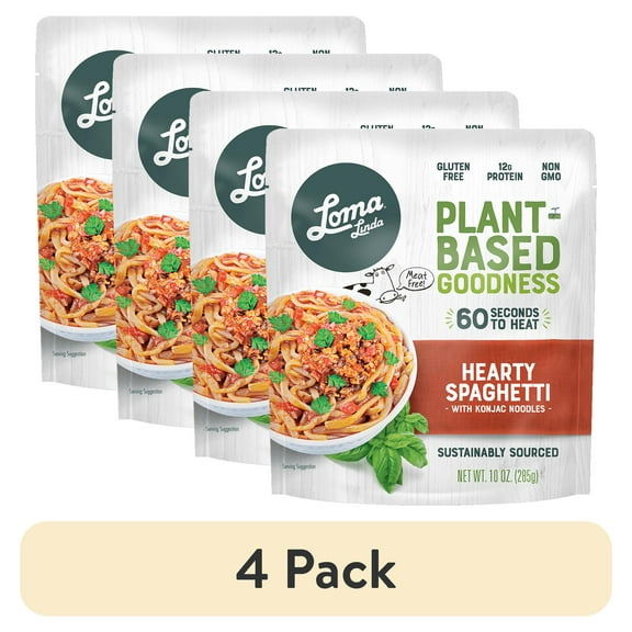 (4 pack) Loma Linda Hearty Spaghetti, 10 oz (Shelf Stable) Packaged Meals