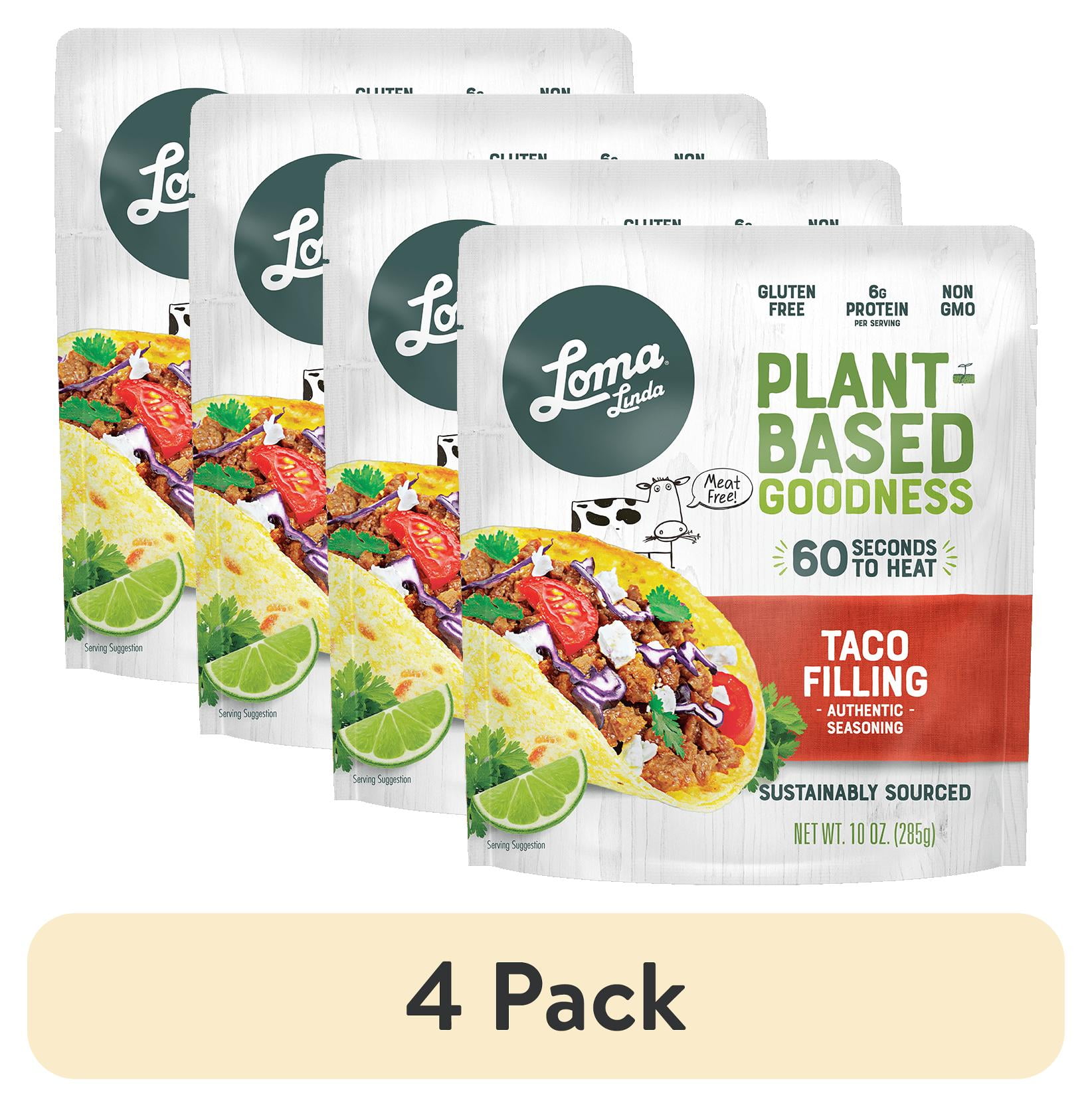 (4 pack) Loma Linda Taco Filling, 10 oz (Shelf Stable) Packaged Meals