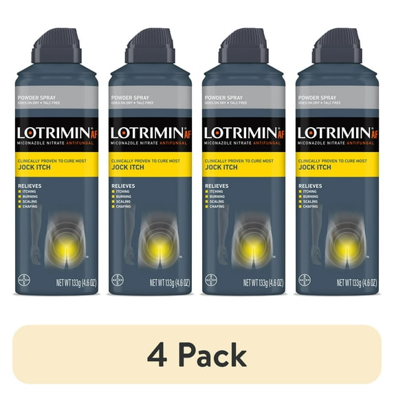 (4 pack) Lotrimin AF Jock Itch Antifungal Spray, Powder Spray, 4.6 oz