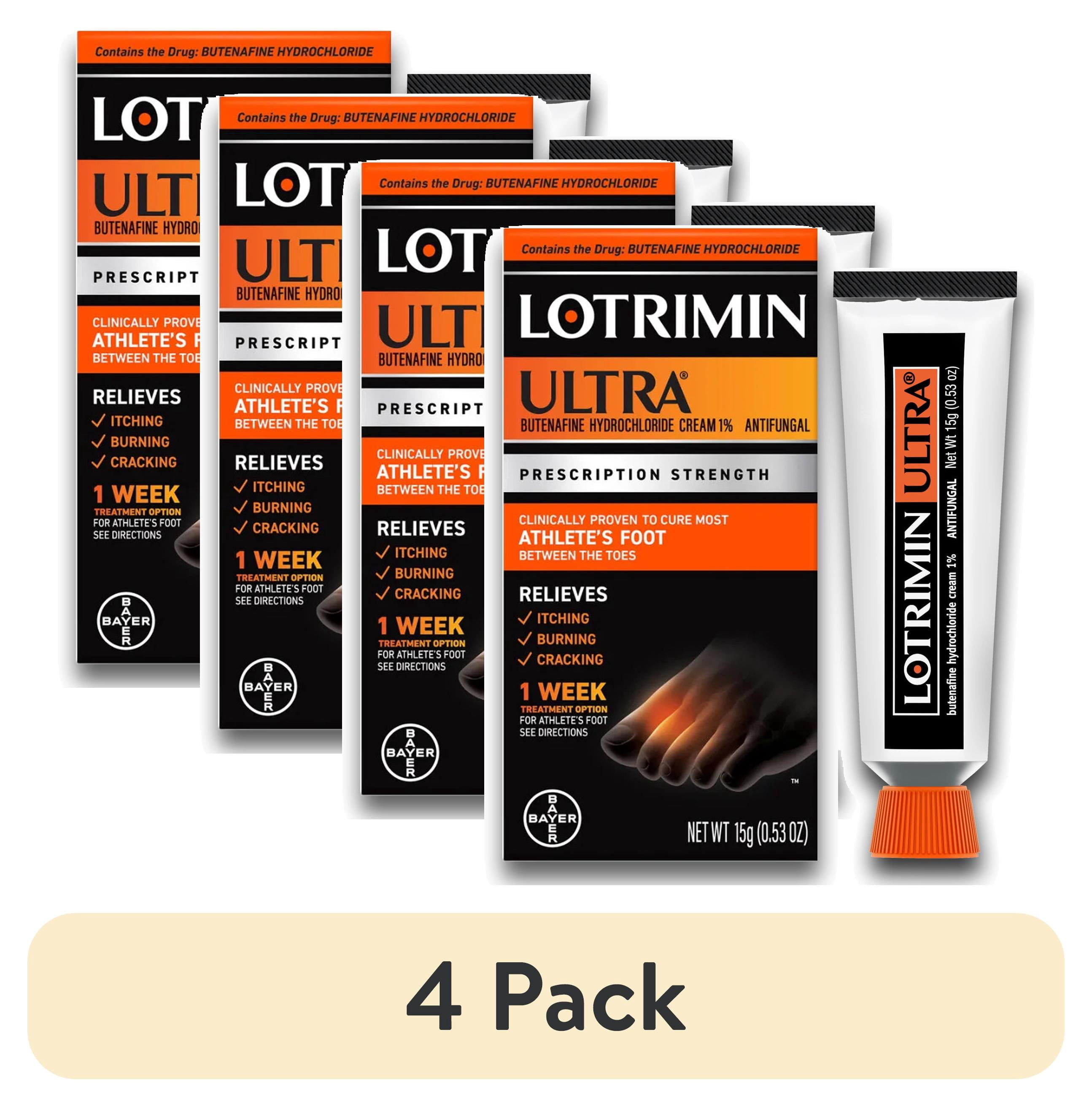 (4 pack) Lotrimin Ultra 1 Week Athlete's Foot Antifungal Cream, 15G