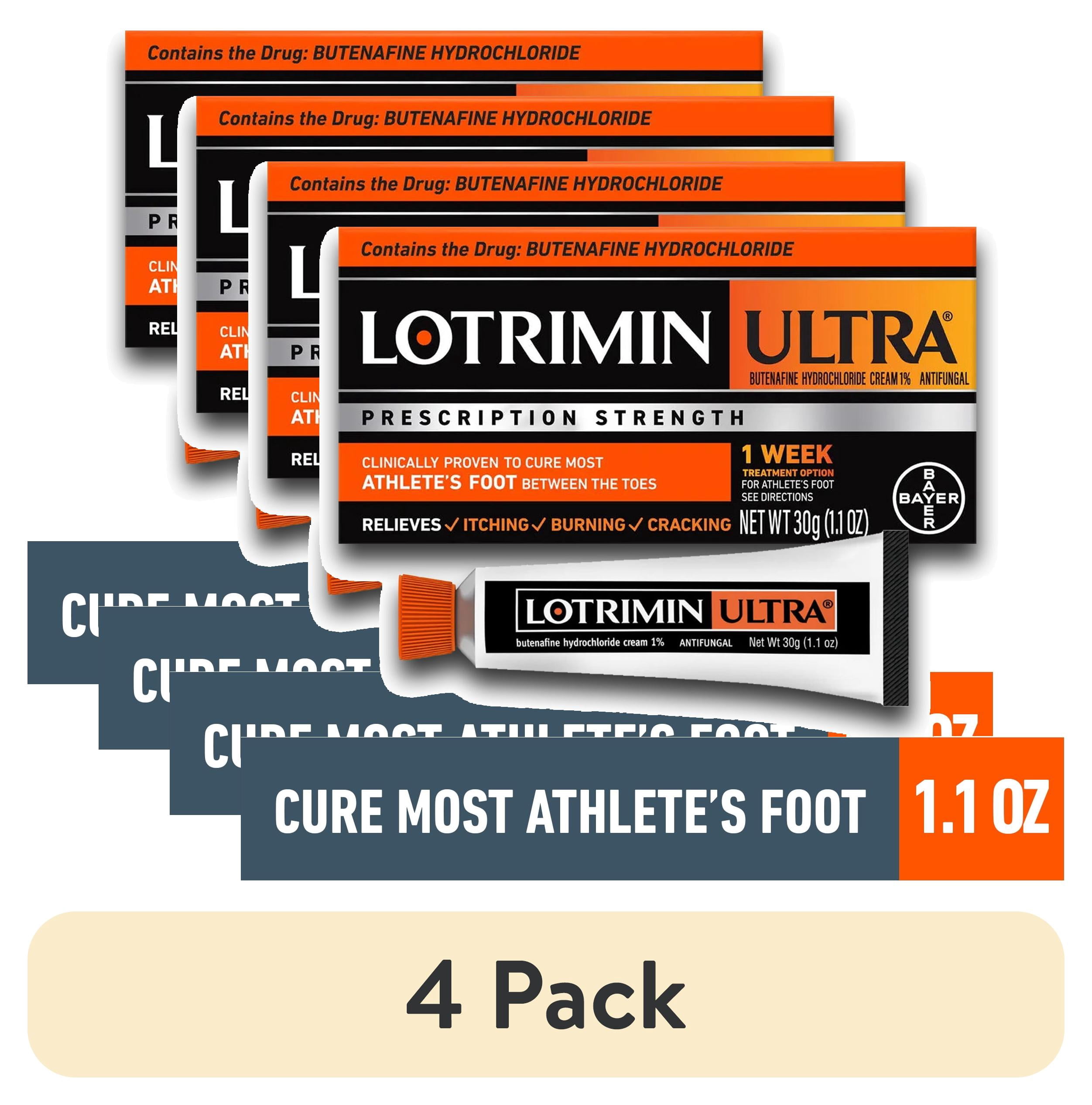 (4 pack) Lotrimin Ultra 1 Week Athlete's Foot Cream, Antifungal Cream, 30G Tube