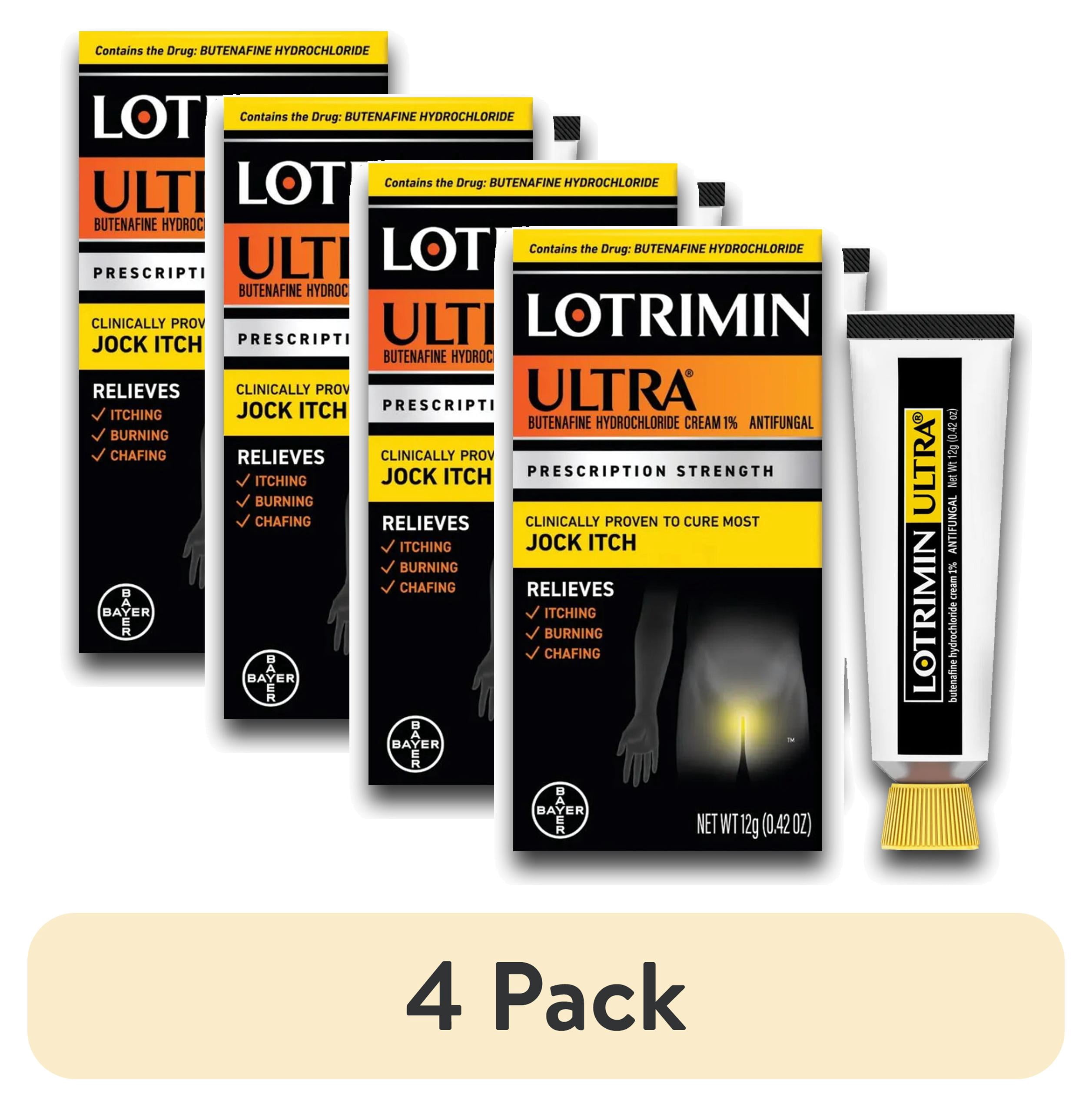 (4 pack) Lotrimin Ultra Extra Strength Jock Itch Antifungal Treatment Cream, 12G Tube