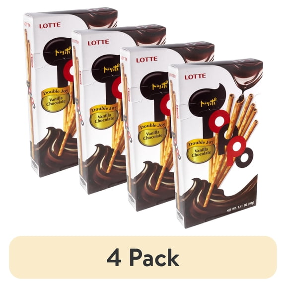(4 pack) Lotte Toppo Vanilla Chocolate Pretzel Snacks, 1.41 oz Each, Pack of 20