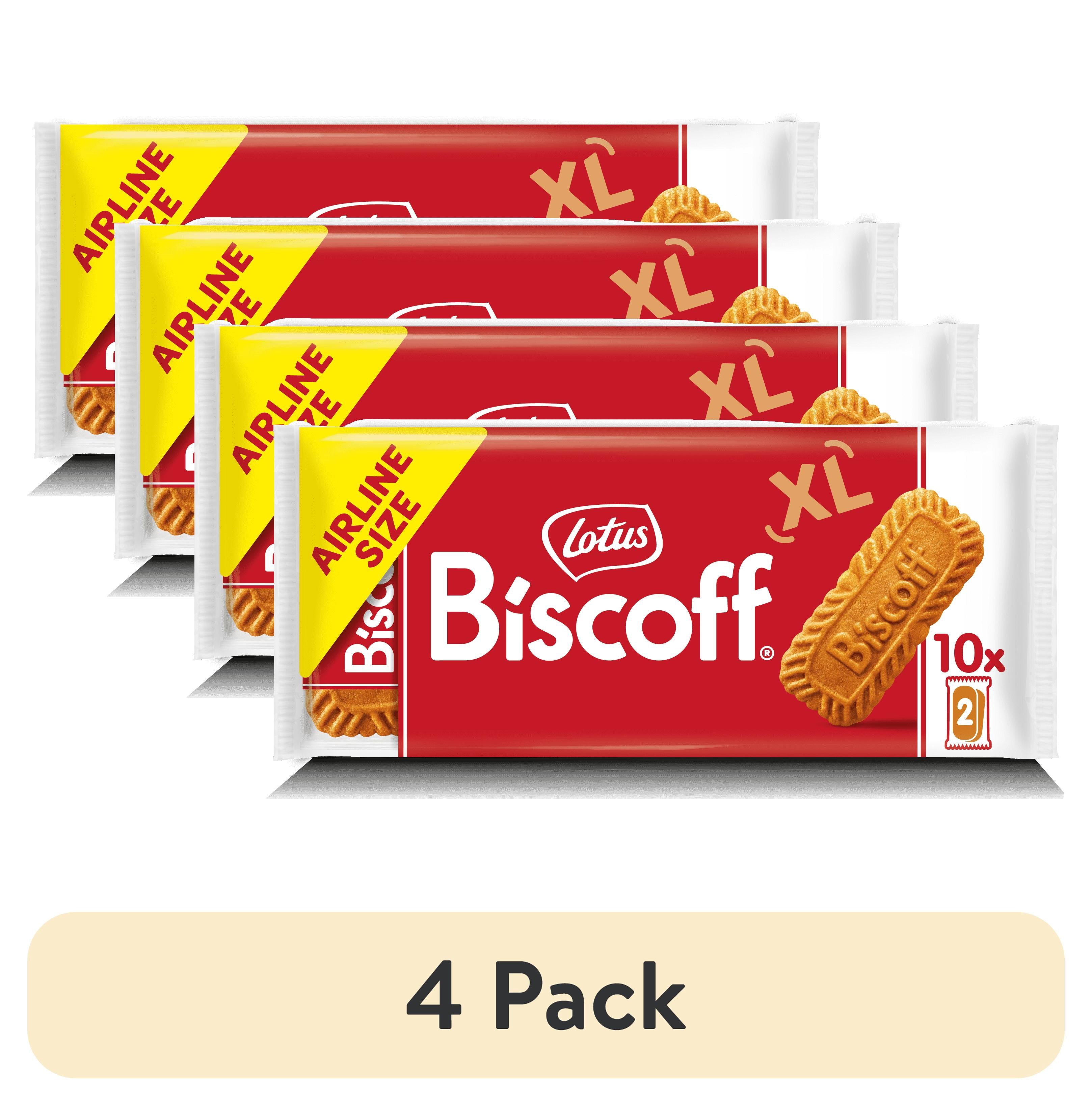 (4 pack) Lotus XL Biscoff Cookies, 10 Snack Packs of 2 Cookies, 8.8 oz, Classic Airline Size