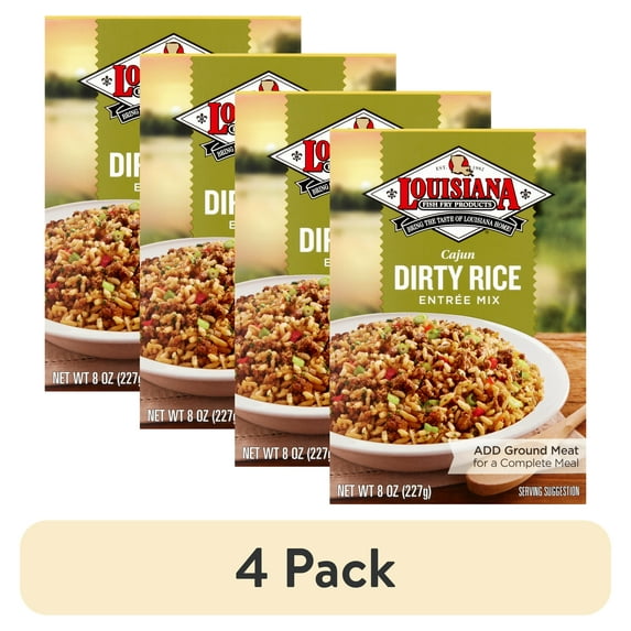 (4 pack) Louisiana Fish Fry Products Dirty Rice Entree Dinner Mix 8 oz Box