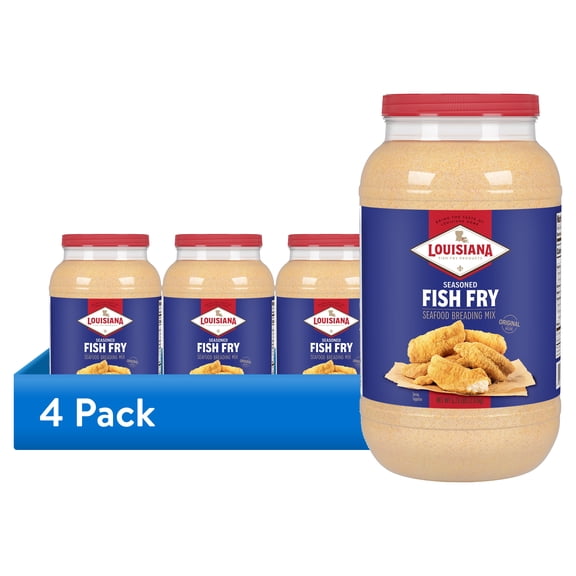 (4 pack) Louisiana Fish Fry Products Seasoned Coating Mix for Seafood, Crispy Texture, Dry Food Form, 5.75 lb Jug
