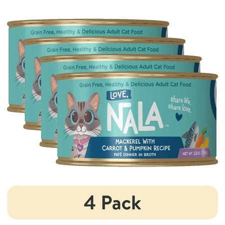 (4 pack) Love, Nala Mackerel Pate with Carrot & Pumpkin Recipe in Broth Adult Cat Food