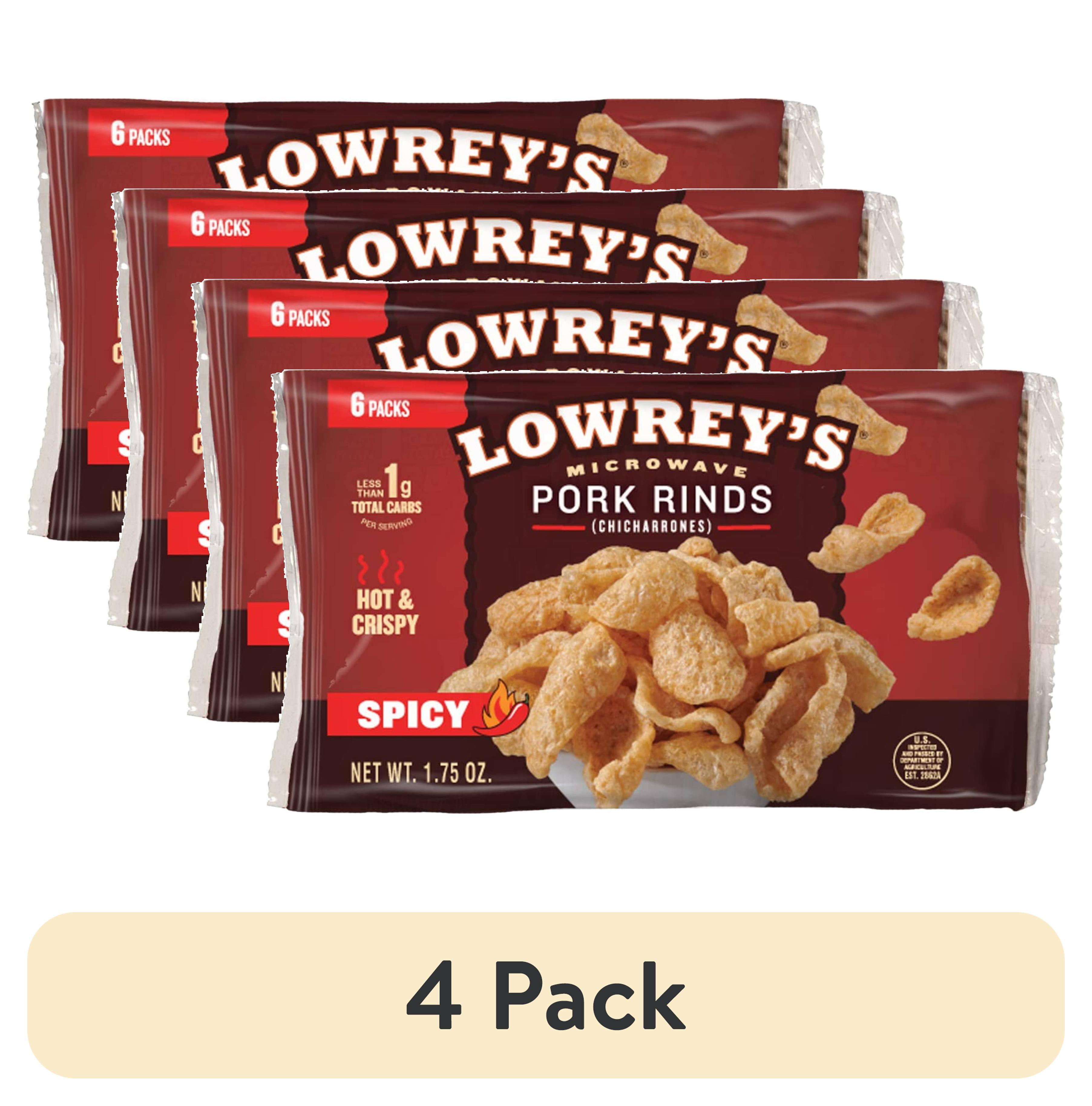 (4 pack) Lowrey's Bacon Curls, Microwave Pork Rinds (Hot Spicy), 1.75 ...