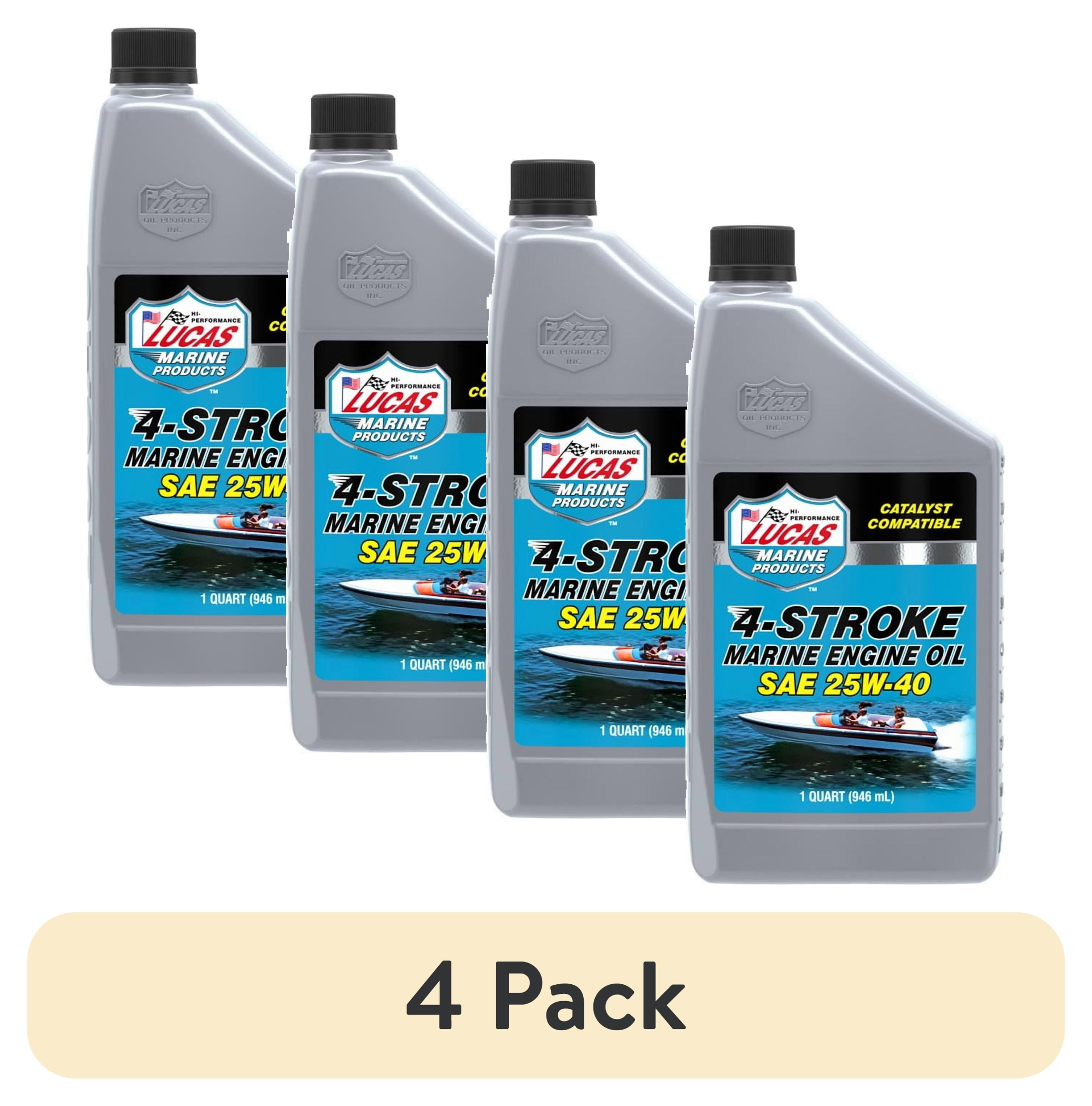 (4 pack) Lucas 4-Stroke Synthetic Blend Marine SAE25W40 Oil 32 Ounce