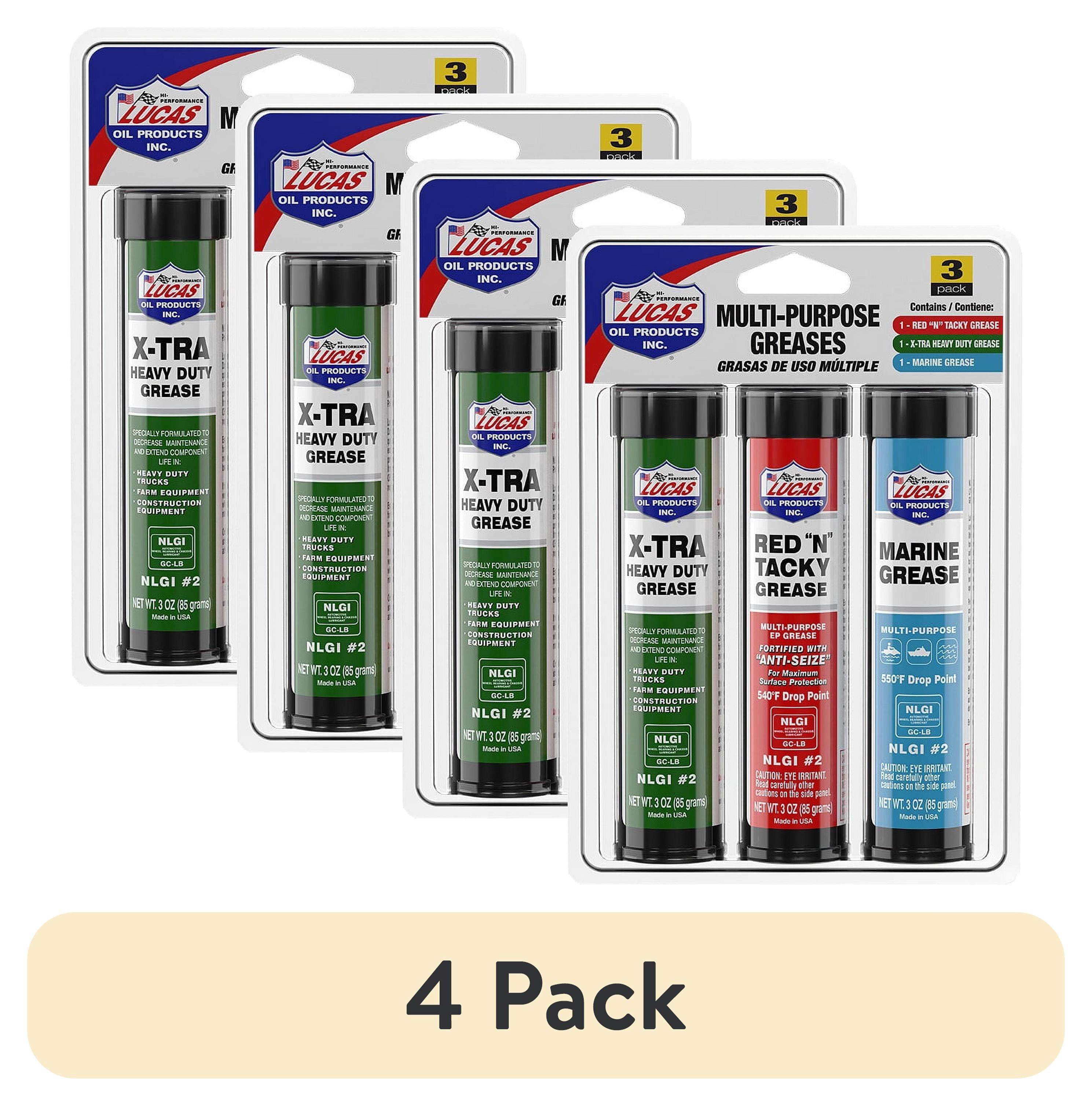 (4 pack) Lucas Oil Multi-Purpose Assorted Grease 3 packs of 3 Ounce Weight 0.19 Pound Length 5.25" Width 1.50" Height 8.75"