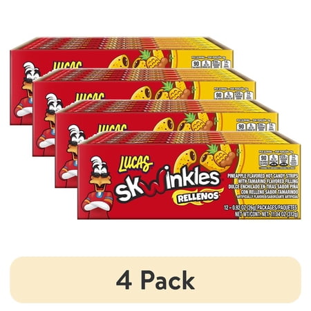(4 pack) Lucas Skwinkles Rellenos Pineapple Tamarind Candy, 0.92 oz, 12 Pack