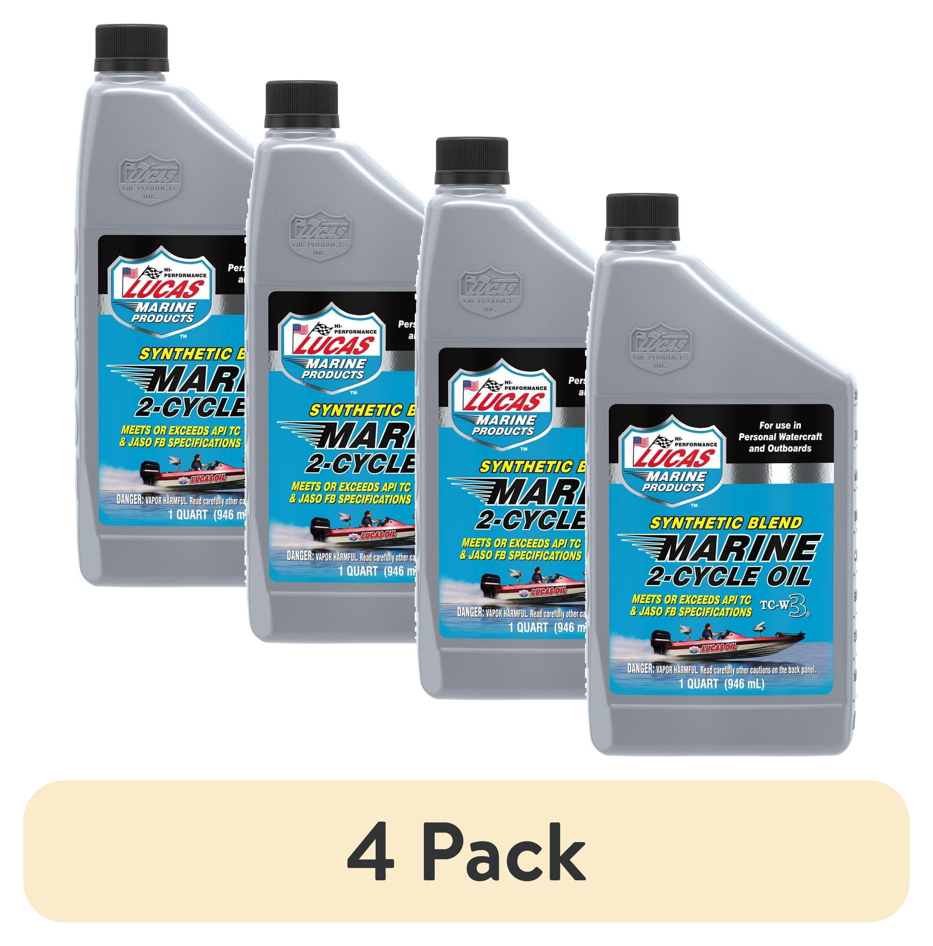 (4 pack) Lucas 2-Cycle Marine Synthetic Blend Motor Oil 32 Ounce TC-W3 Certified