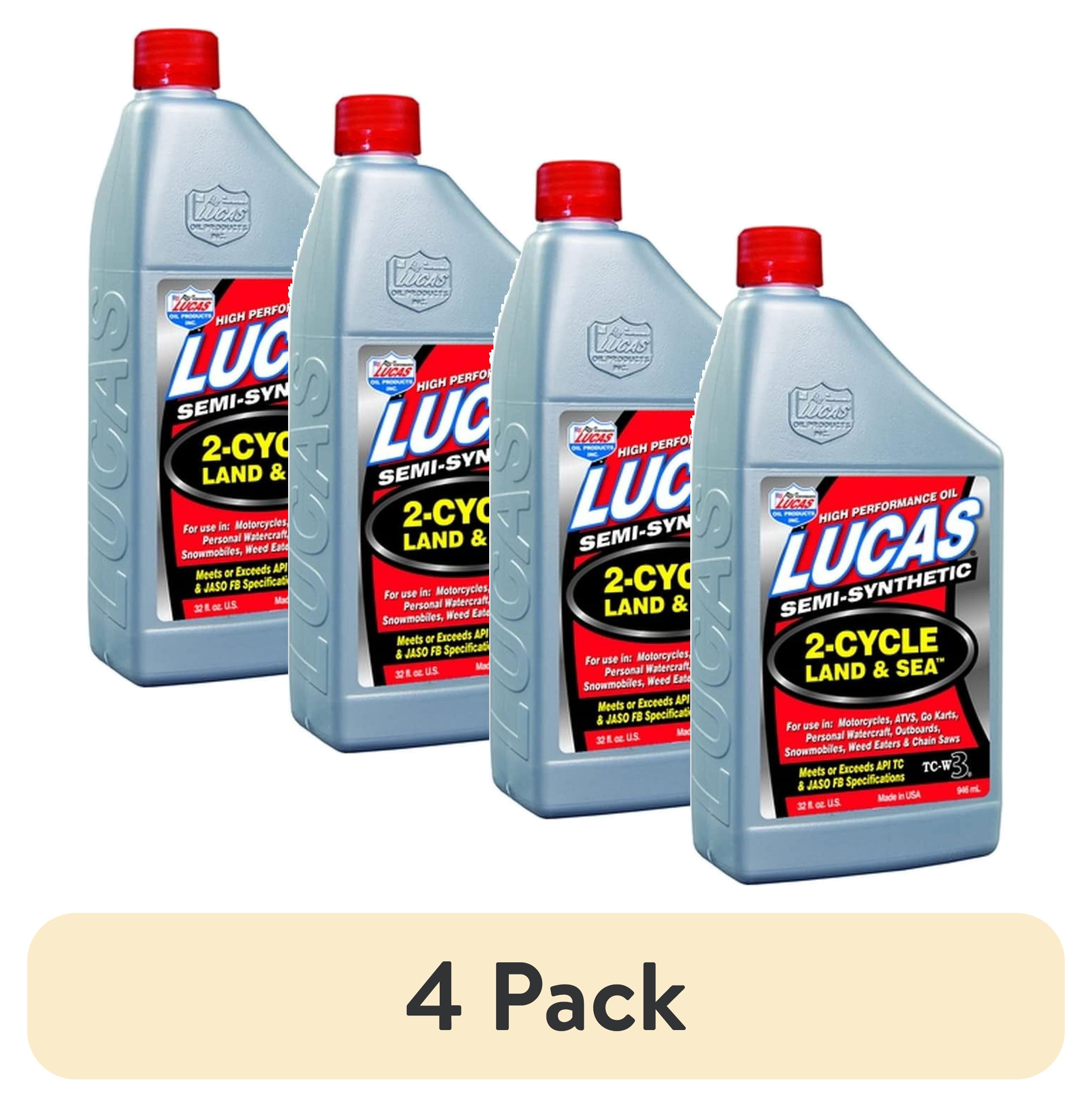 (4 pack) Lucas Land & Sea Synthetic Blend 2-Cycle Engine Oil 32 Ounce Quart