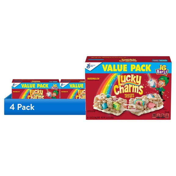 (4 pack) Lucky Charms Cereal Treat Bars, Snack Bars, Value Pack, 16 Ct, 13.6 oz