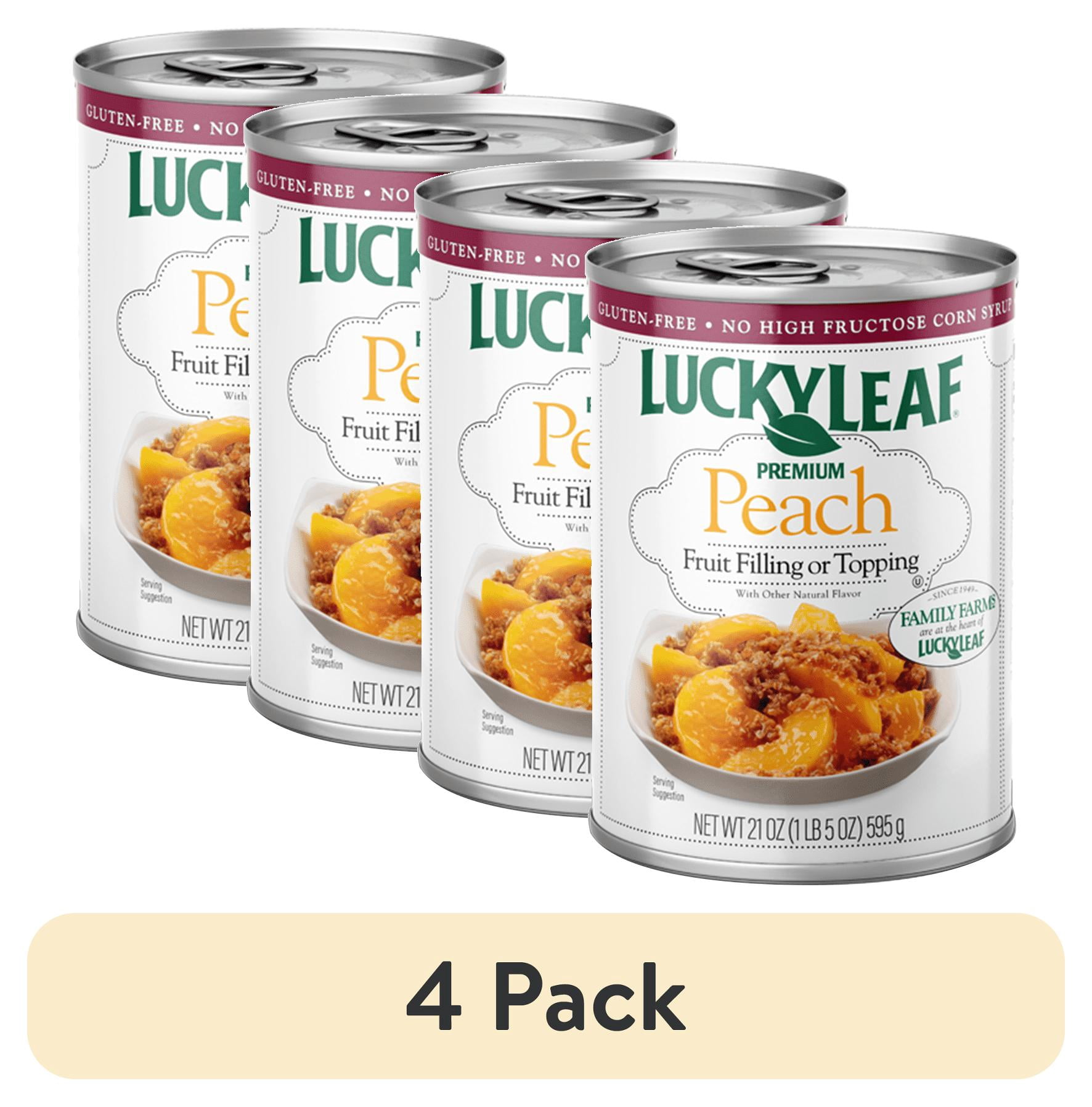 (4 pack) Lucky Leaf Premium Peach Fruit Filling & Topping, 21 oz