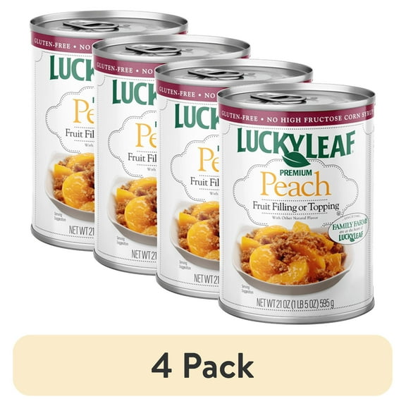 (4 pack) Lucky Leaf Premium Peach Fruit Filling & Topping, 21 oz