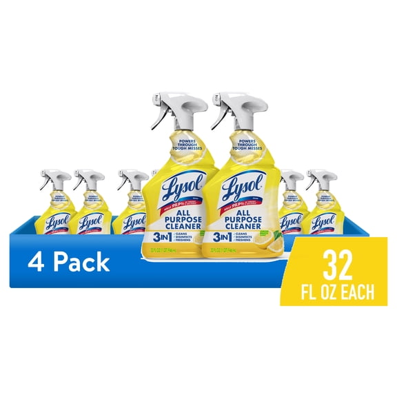 (4 pack) Lysol All Purpose Spray Cleaner for Sanitizing and Disinfecting, Lemon, 32 fl oz, Pack of 2