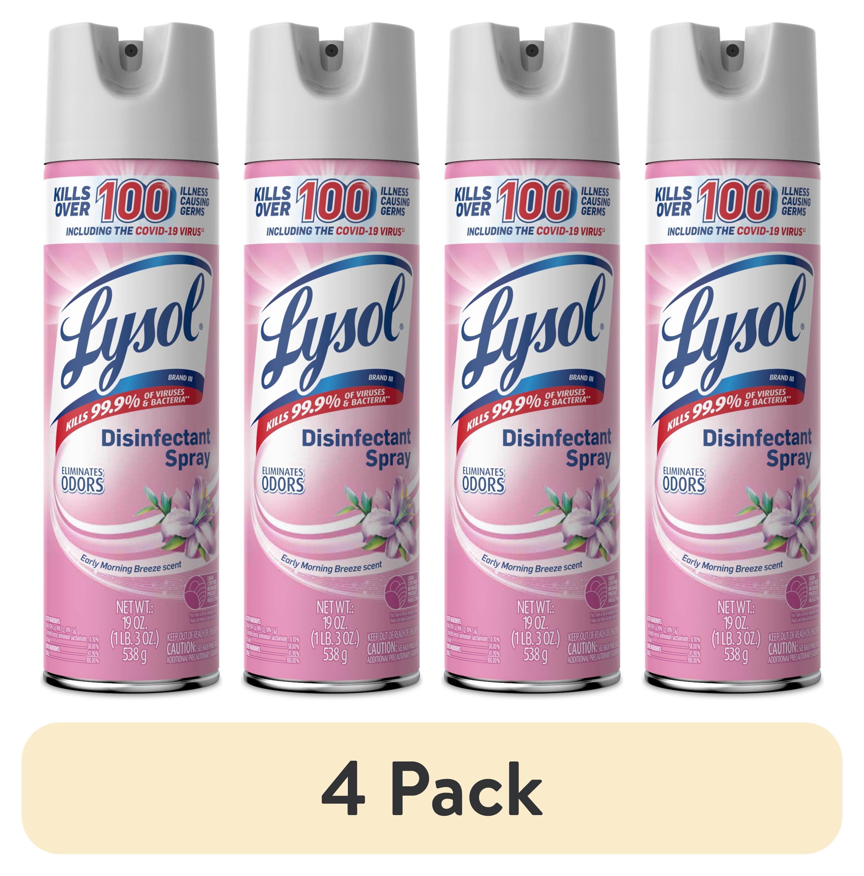 (4 pack) Lysol Disinfectant Spray, Sanitizing and Antibacterial Bathroom Spray, Deodorizer, Early Morning Breeze, 19 oz (Pack of 2)