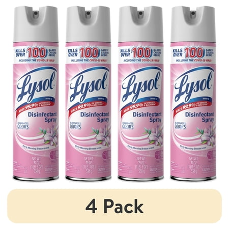 (4 pack) Lysol Disinfectant Spray, Sanitizing and Antibacterial Bathroom Spray, Deodorizer, Early Morning Breeze, 19 oz (Pack of 2)