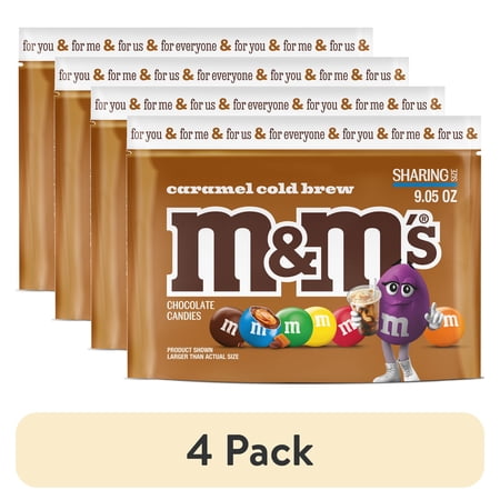 (4 pack) M&M'S Caramel Cold Brew Chocolate Candy, Sharing Size - 9.05 oz Bag