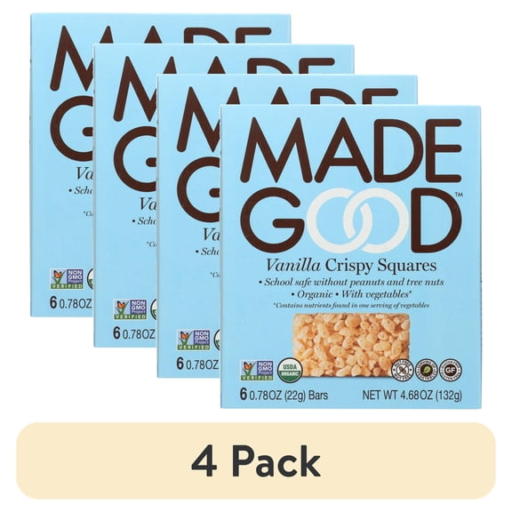 (4 pack) MADEGOOD VANILLA CRISPY SQUARES, 6 BARS