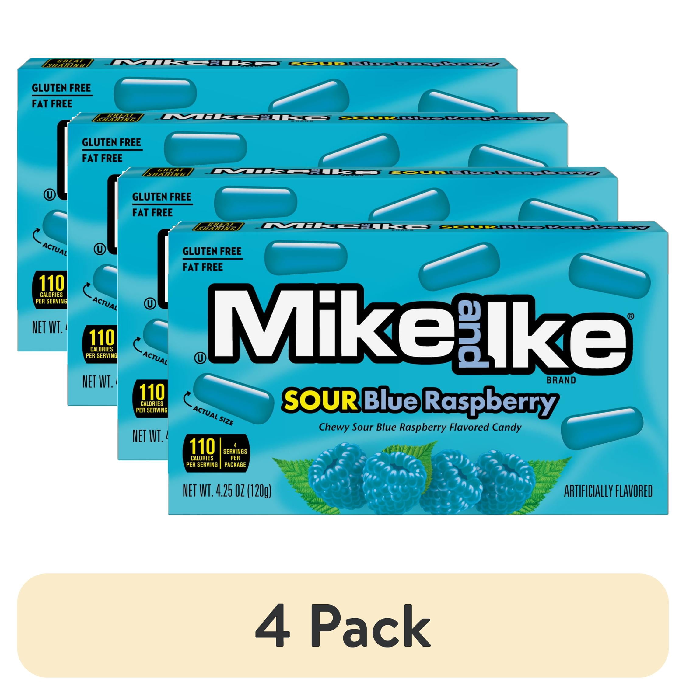 (4 pack) MIKE AND IKE Sour Blue Raspberry flavored Chewy Candy ...