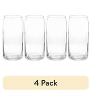 4 pack Mainstays Glass 20oz Clear Drinkware Glass Can Shaped