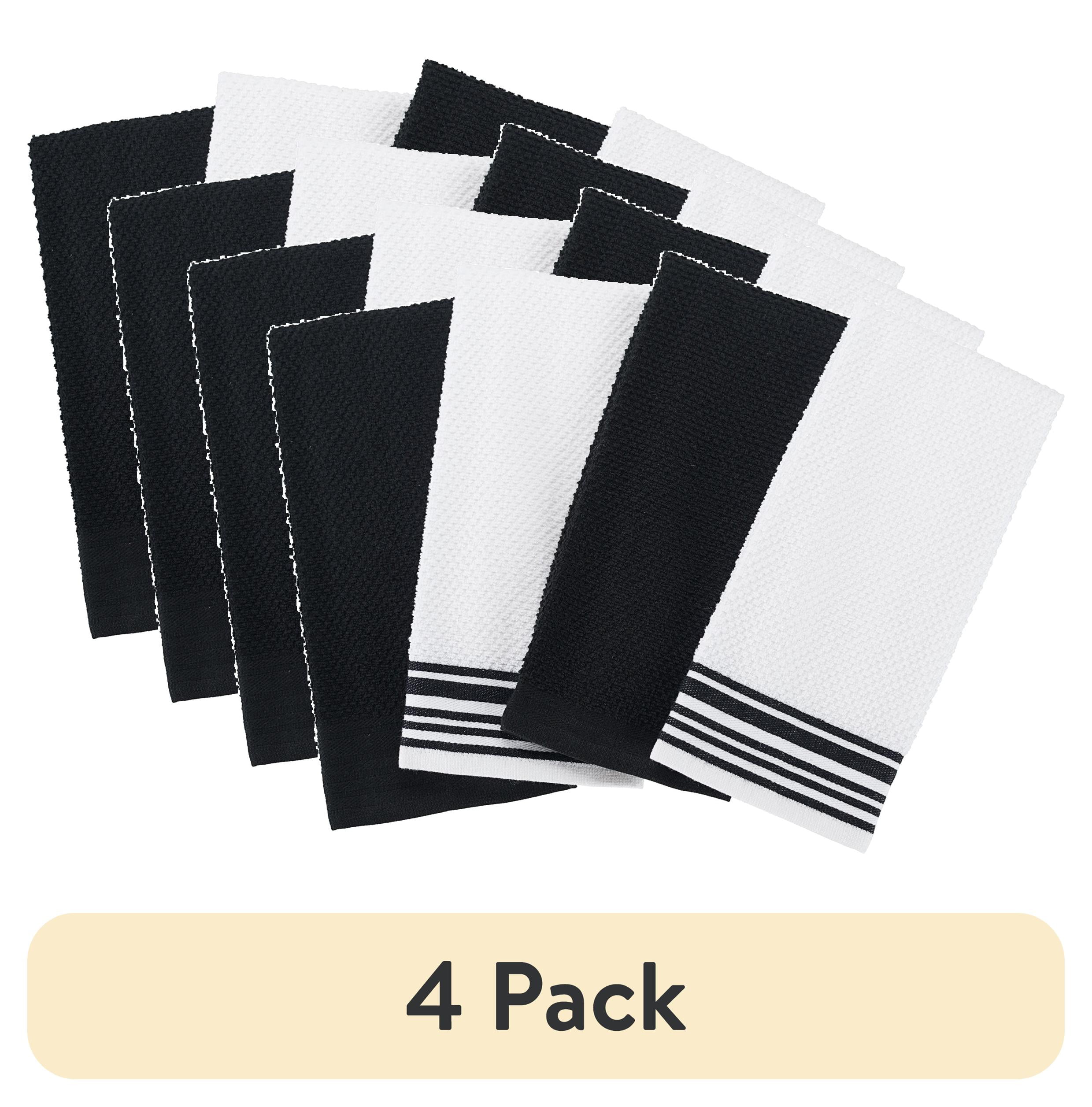Mainstays 4-Pack 16”x26” Woven Kitchen Towel Set, Rich Black