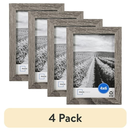 (4 pack) Mainstays – 4x6 Picture Frame – Rustic Gray Gallery Linear Program Tabletop & Wall Photo Frame