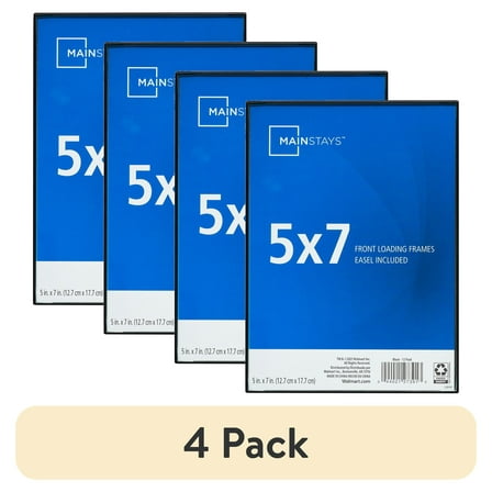 (4 pack) Mainstays – 5x7 Picture Frame – Black Front Loading Wall or Tabletop Photo Frame