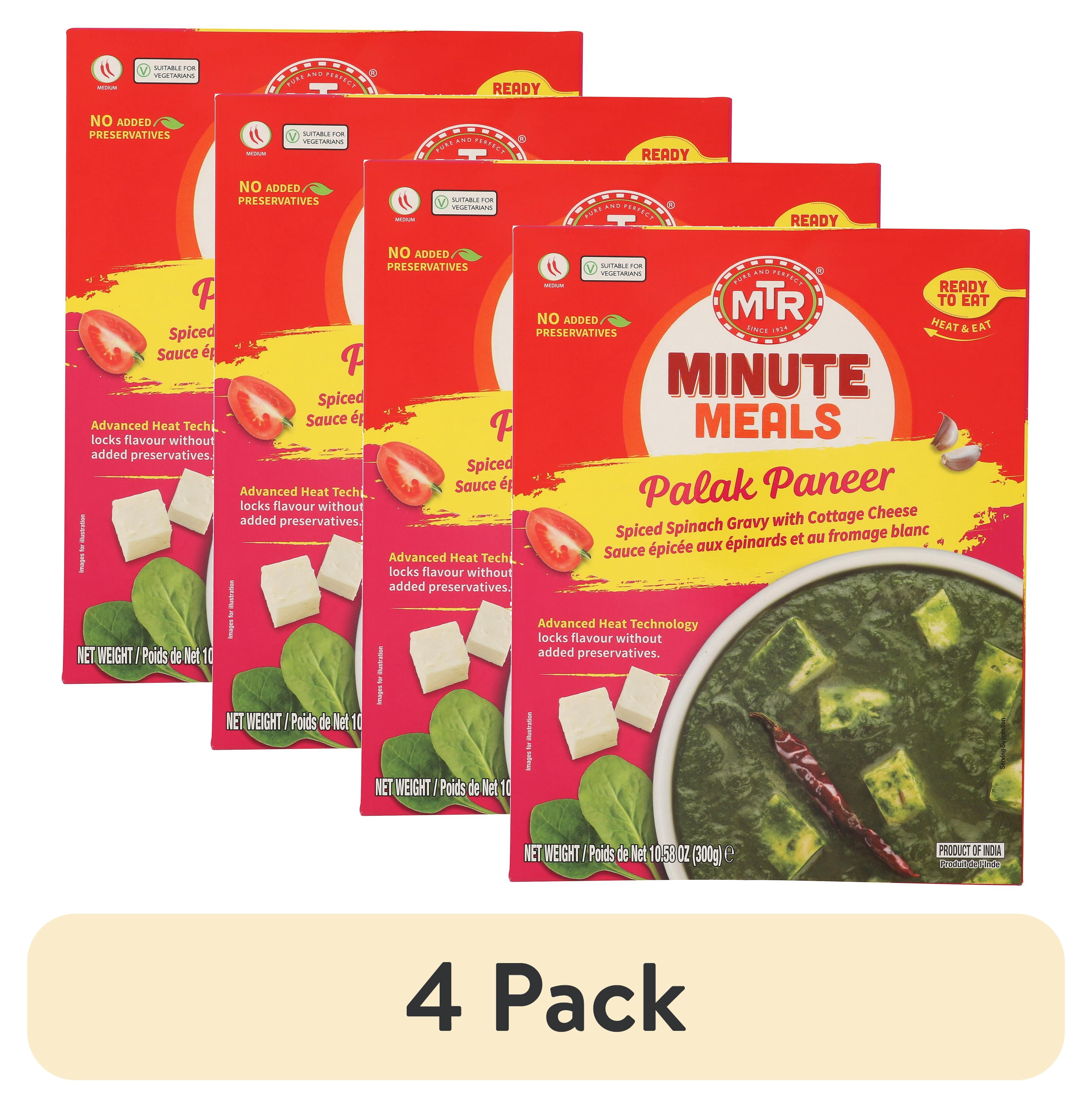 (4 pack) MTR Minute Meals Palak Paneer Ready to Eat, 10.58 Oz