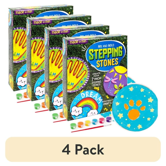 (4 pack) Made By Me Mix & Mold Stepping Stone Kit, Boys and Girls, Child, Ages 6+