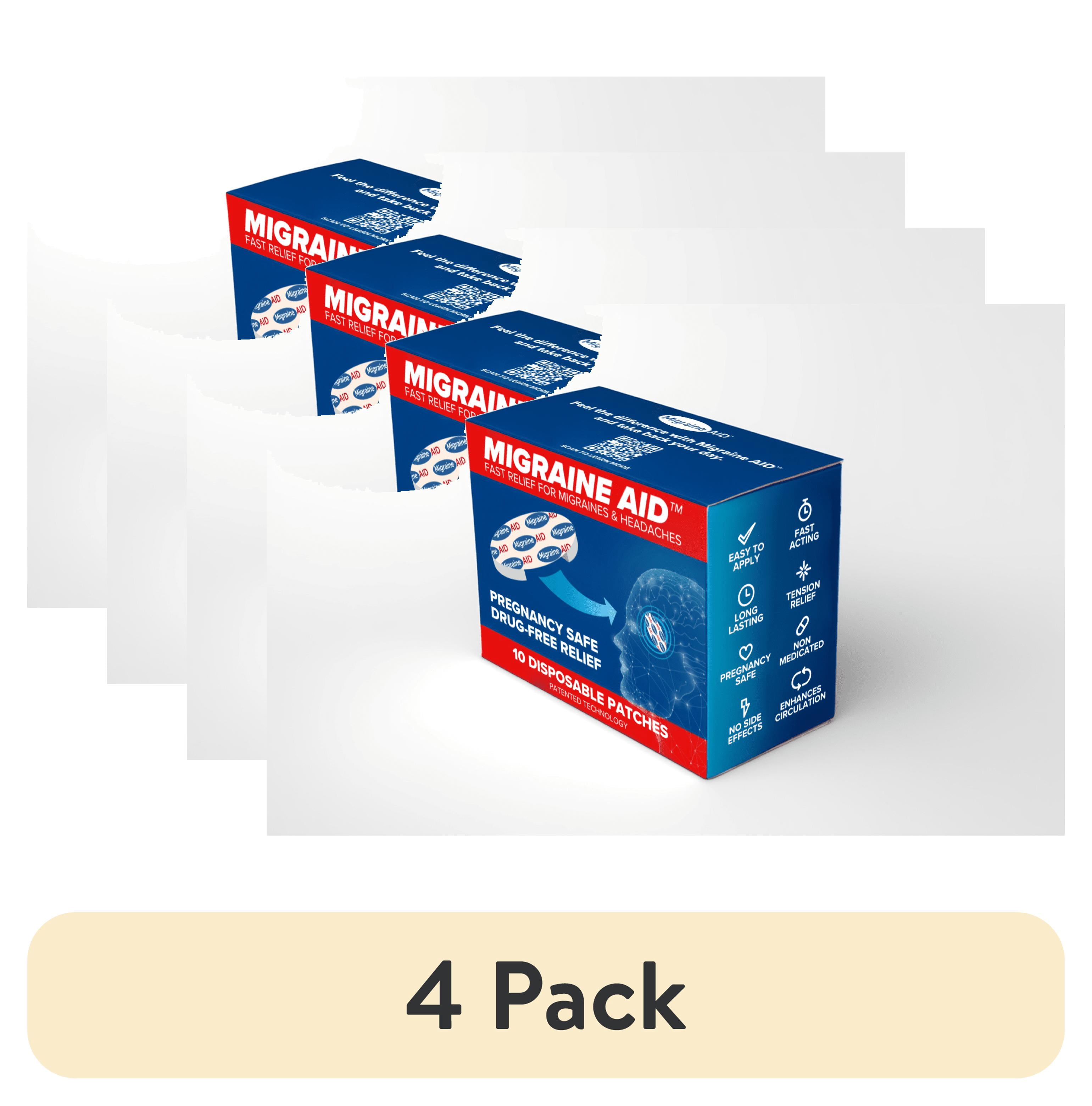 (4 pack) Made to AID Migraine Relief Therapeutic Medical Adhesive Patch with Instructions and Alcohol Wipes, 10 Count