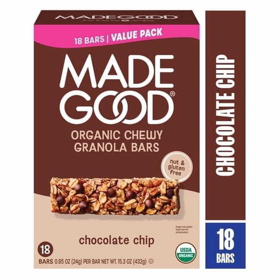 4 pack MadeGood Chocolate Chip Granola Bars Value Pack 18CT