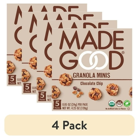 (4 pack) MadeGood Chocolate Chip Granola Minis, 5 Pack Count, 0.85 oz Each