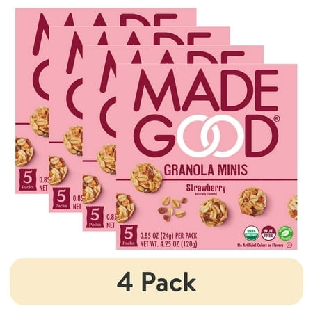 (4 pack) MadeGood Strawberry Granola Bites, 0.85 oz, 5 Count
