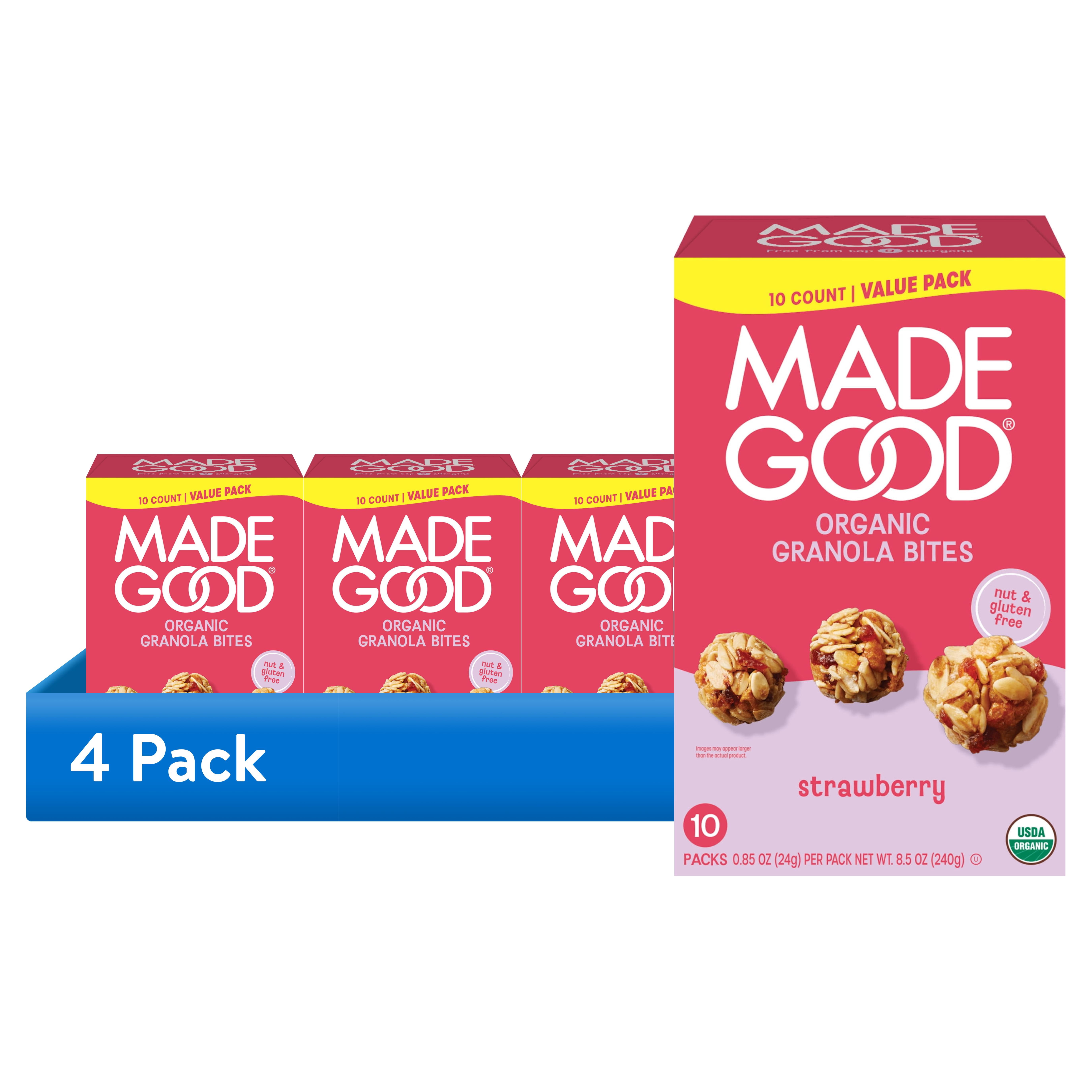 (4 pack) MadeGood Strawberry Granola Bites 10pk