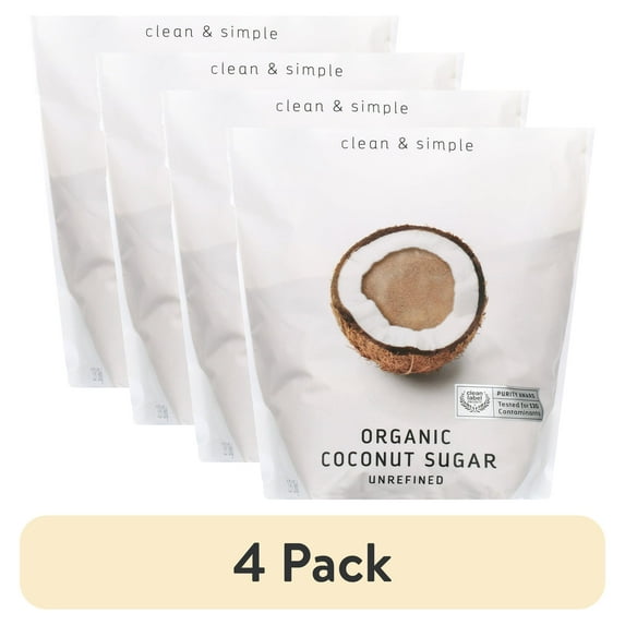 (4 pack) Madhava Organic Unrefined Coconut Sugar, Shelf-Stable, 3 lb Bag