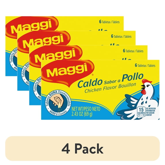 (4 pack) Maggi Chicken Flavor Bouillon Tablets, 2.43 oz, 6 Tablets