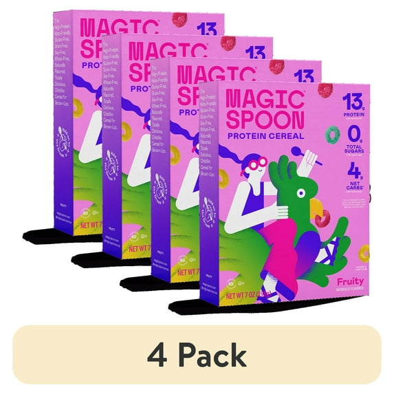 (4 pack) Magic Spoon Fruity Grain-Free Breakfast Cereal, 7 oz Box