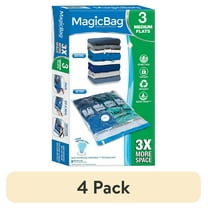 (4 pack) MagicBag Space Saver bag, Vacuum Storage Bag, Flat, Medium, Clear