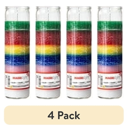 (4 pack) MagicLight Religious Candles 9.6 oz - Clear Powers Glass Jar, Unscented Wax